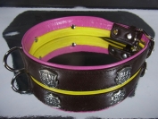 Hundehalsband Dunkelbraun/Gelb/Pink